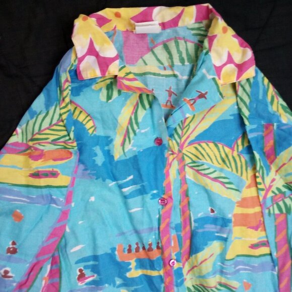 Vintage Ken Done Art To Wear Hawaiian Shirt & Pants Set - Picture 2 of 9